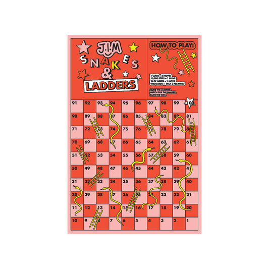 Snakes and Ladders Game Board (1) & Wild Cards (1 pack)